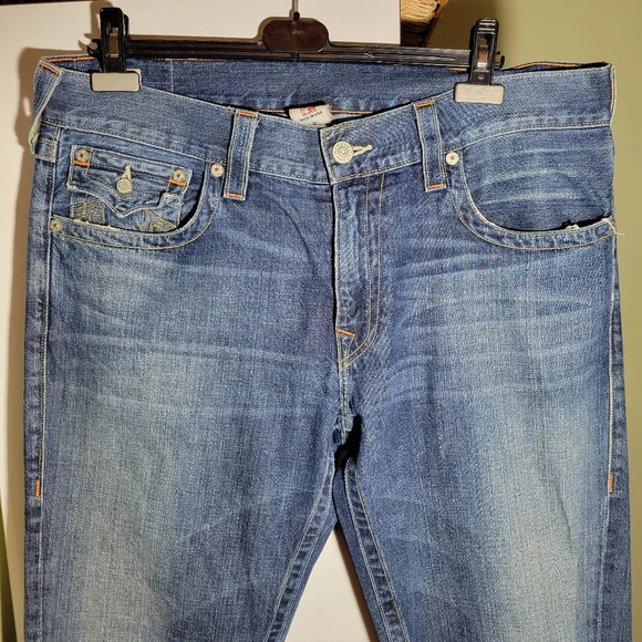 vintage True Religion flap pocket  straight leg jeans mens size 36 90s y2k - Picture 2 of 12